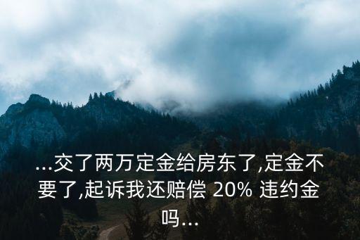 ...交了兩萬定金給房東了,定金不要了,起訴我還賠償 20% 違約金嗎...