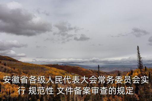 安徽省各級人民代表大會常務委員會實行 規(guī)范性 文件備案審查的規(guī)定