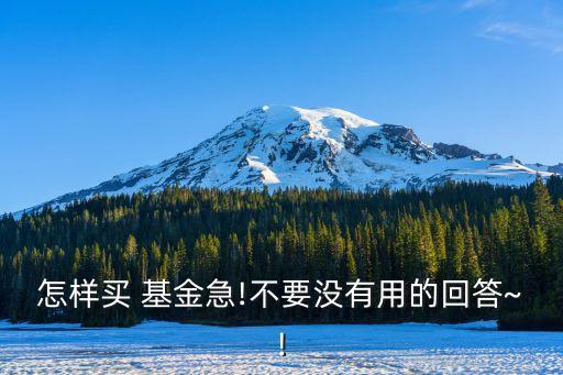 怎樣買 基金急!不要沒有用的回答~!