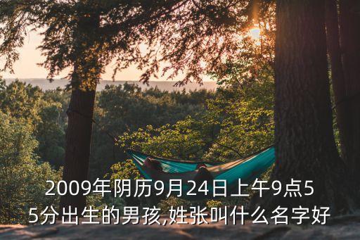 2009年陰歷9月24日上午9點55分出生的男孩,姓張叫什么名字好