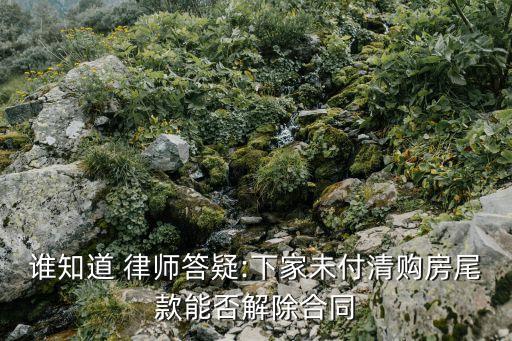 誰知道 律師答疑:下家未付清購房尾款能否解除合同
