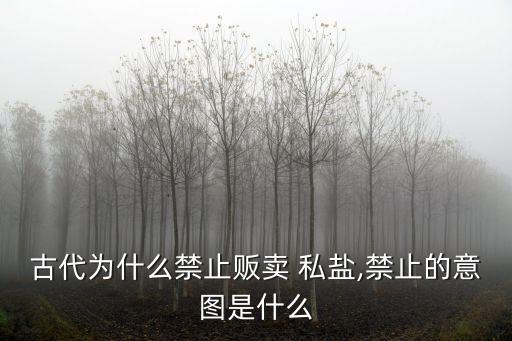 古代為什么禁止販賣 私鹽,禁止的意圖是什么
