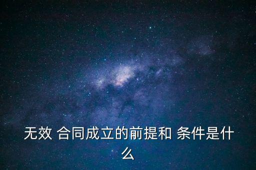  無效 合同成立的前提和 條件是什么