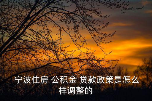  寧波住房 公積金 貸款政策是怎么樣調(diào)整的