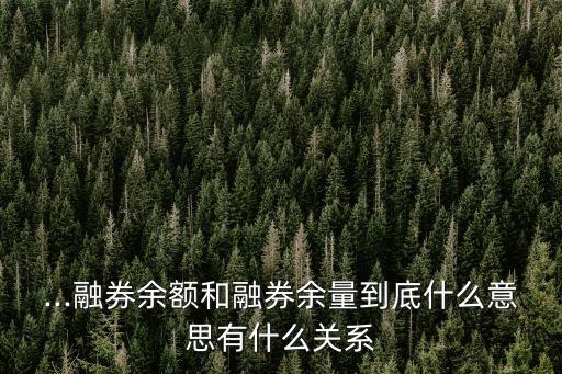 ...融券余額和融券余量到底什么意思有什么關(guān)系