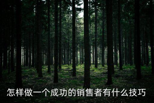 怎樣做一個(gè)成功的銷(xiāo)售者有什么技巧