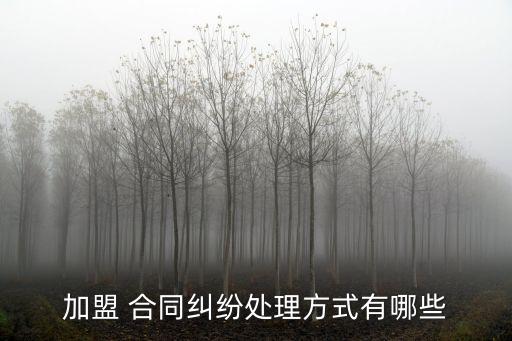 加盟 合同糾紛處理方式有哪些