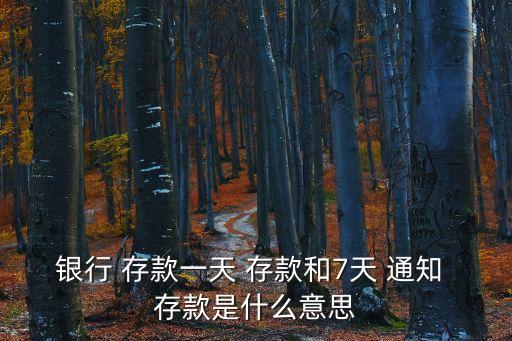 銀行 存款一天 存款和7天 通知 存款是什么意思