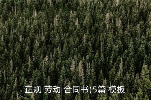正規(guī) 勞動 合同書(5篇 模板