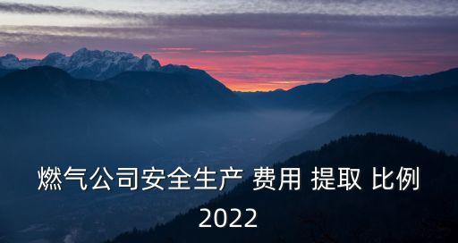 燃氣公司安全生產(chǎn) 費用 提取 比例2022