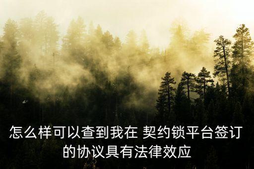 怎么樣可以查到我在 契約鎖平臺簽訂的協(xié)議具有法律效應