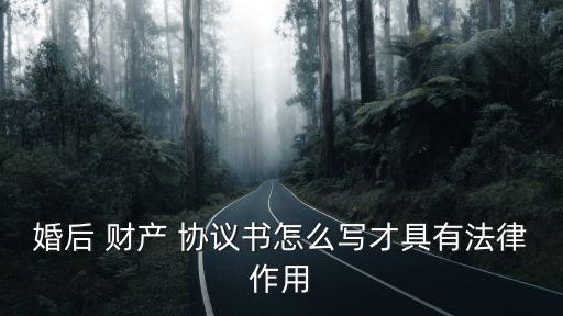 婚后 財產 協(xié)議書怎么寫才具有法律作用