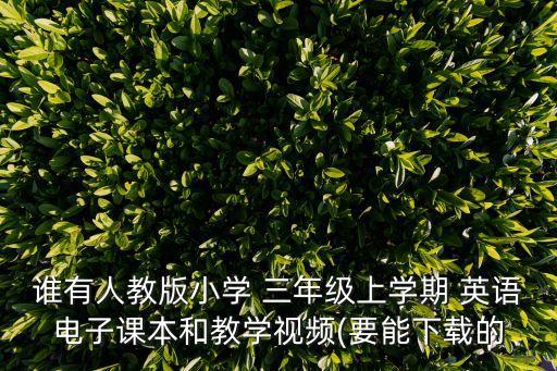 誰(shuí)有人教版小學(xué) 三年級(jí)上學(xué)期 英語(yǔ)電子課本和教學(xué)視頻(要能下載的