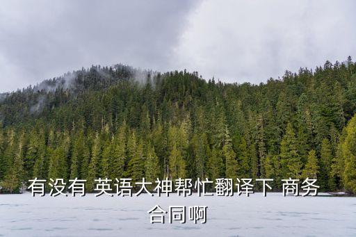 有沒有 英語大神幫忙翻譯下 商務(wù) 合同啊