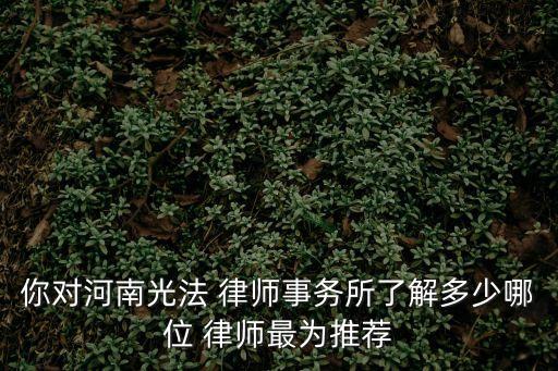 你對(duì)河南光法 律師事務(wù)所了解多少哪位 律師最為推薦