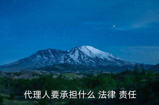  代理人要承擔(dān)什么 法律 責(zé)任