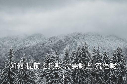 如何 提前還貸款,需要哪些 流程呢!
