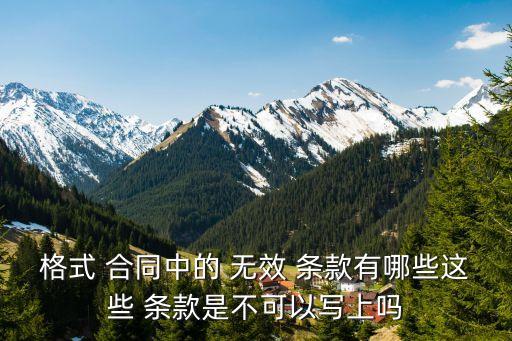 格式 合同中的 無效 條款有哪些這些 條款是不可以寫上嗎