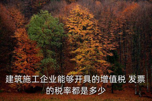 建筑施工企業(yè)能夠開具的增值稅 發(fā)票的稅率都是多少