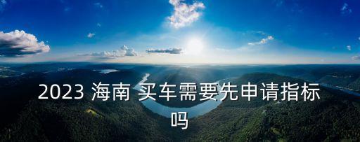 2023 海南 買車需要先申請指標嗎