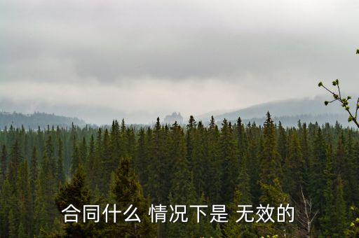 合同什么 情況下是 無效的