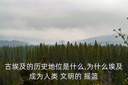 古埃及的歷史地位是什么,為什么埃及成為人類 文明的 搖籃