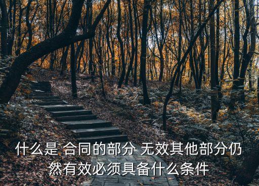 什么是 合同的部分 無效其他部分仍然有效必須具備什么條件