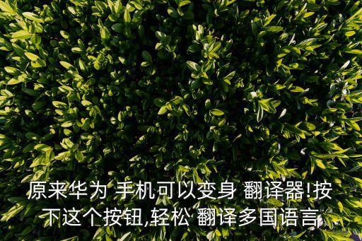 原來(lái)華為 手機(jī)可以變身 翻譯器!按下這個(gè)按鈕,輕松 翻譯多國(guó)語(yǔ)言