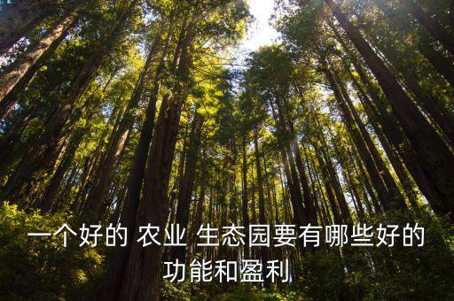 一個(gè)好的 農(nóng)業(yè) 生態(tài)園要有哪些好的功能和盈利
