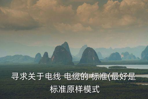 尋求關(guān)于電線(xiàn) 電纜的 標(biāo)準(zhǔn)(最好是 標(biāo)準(zhǔn)原樣模式