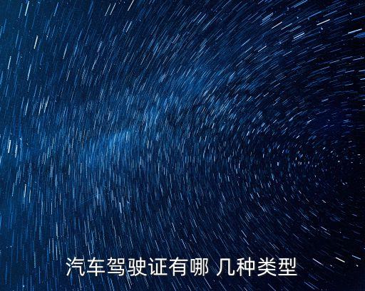 汽車駕駛證有哪 幾種類型