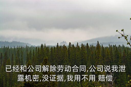 已經(jīng)和公司解除勞動合同,公司說我泄露機密,沒證據(jù),我用不用 賠償
