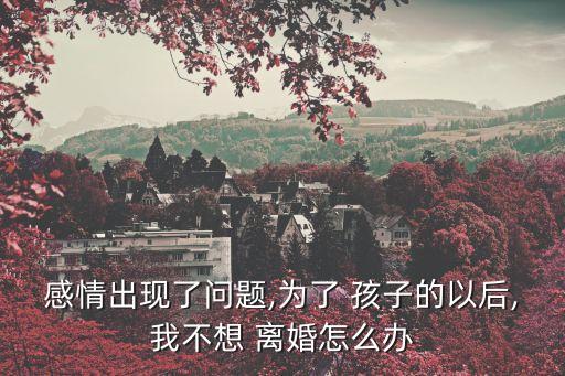 為了孩子不離婚