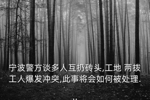 寧波警方談多人互扔磚頭,工地 兩撥工人爆發(fā)沖突,此事將會如何被處理...