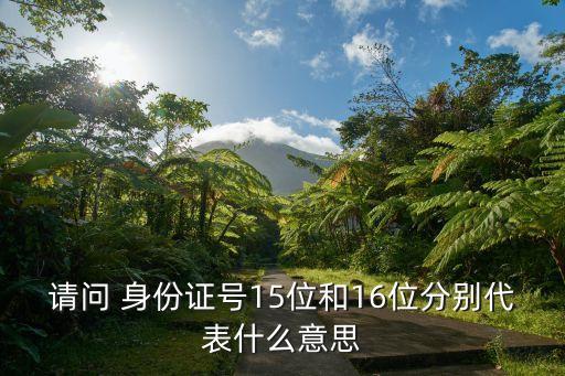 請問 身份證號15位和16位分別代表什么意思