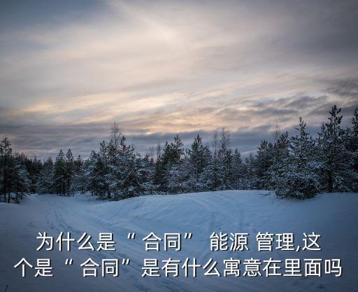為什么是“ 合同” 能源 管理,這個是“ 合同”是有什么寓意在里面嗎