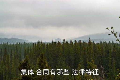 集體 合同有哪些 法律特征