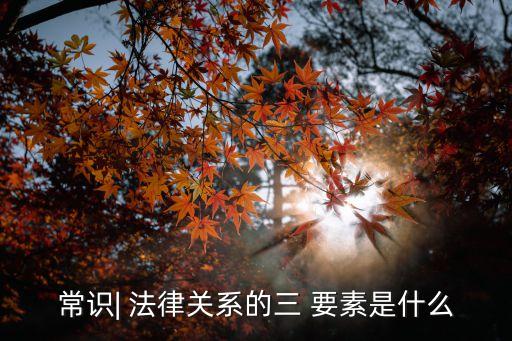 常識| 法律關(guān)系的三 要素是什么