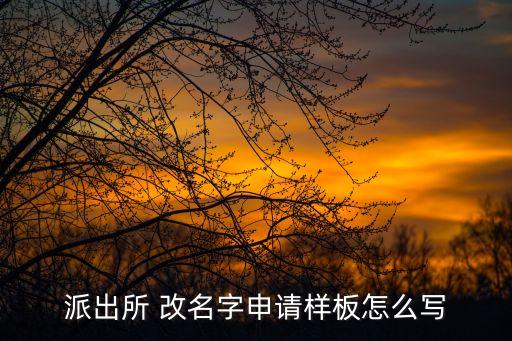 派出所 改名字申請(qǐng)樣板怎么寫