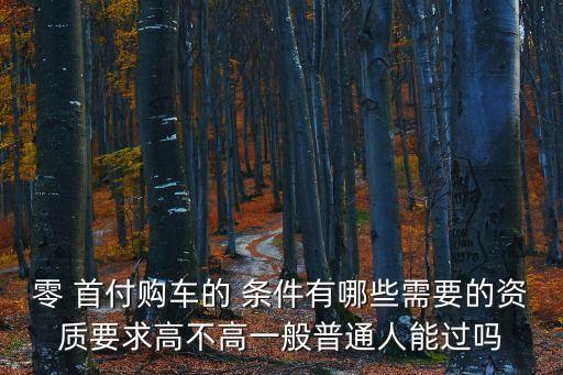 零 首付購(gòu)車(chē)的 條件有哪些需要的資質(zhì)要求高不高一般普通人能過(guò)嗎