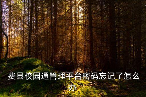  費縣校園通管理平臺密碼忘記了怎么辦