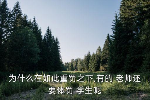 為什么在如此重罰之下,有的 老師還要體罰 學(xué)生呢