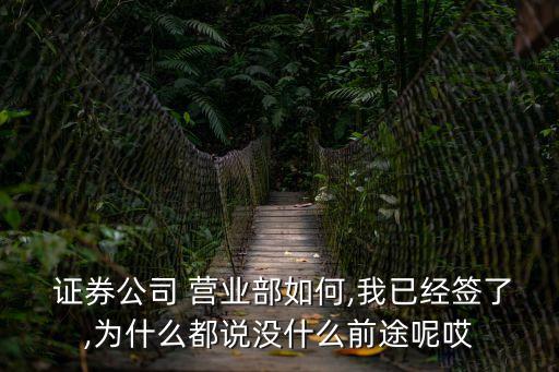  證券公司 營(yíng)業(yè)部如何,我已經(jīng)簽了,為什么都說沒什么前途呢哎