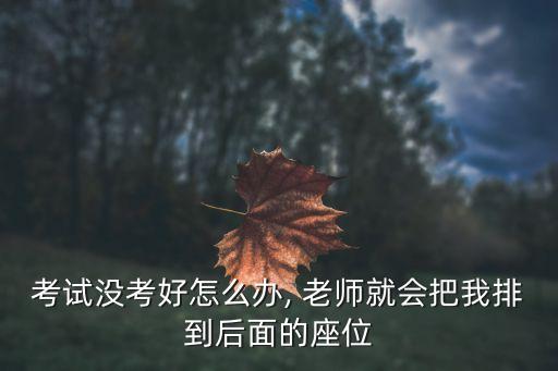 考試沒考好怎么辦, 老師就會把我排到后面的座位