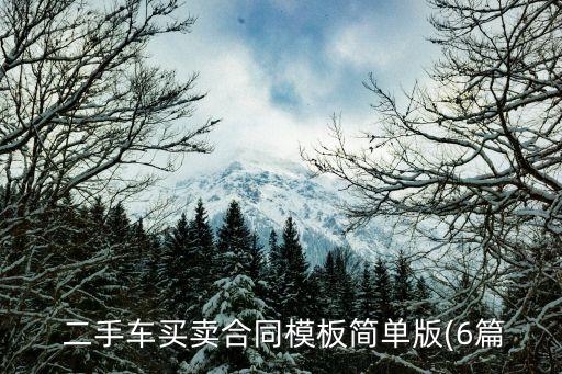  二手車買賣合同模板簡(jiǎn)單版(6篇