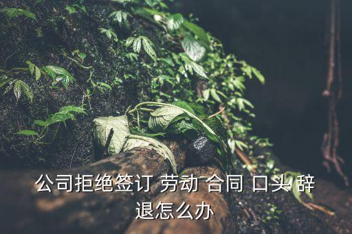 公司拒絕簽訂 勞動 合同 口頭 辭退怎么辦