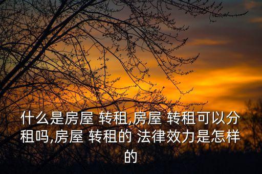 什么是房屋 轉(zhuǎn)租,房屋 轉(zhuǎn)租可以分租嗎,房屋 轉(zhuǎn)租的 法律效力是怎樣的