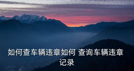 如何查車(chē)輛違章如何 查詢車(chē)輛違章 記錄
