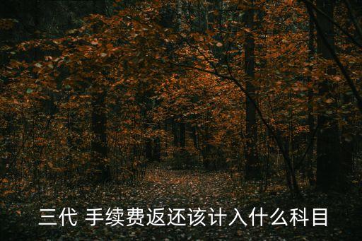  三代 手續(xù)費(fèi)返還該計(jì)入什么科目