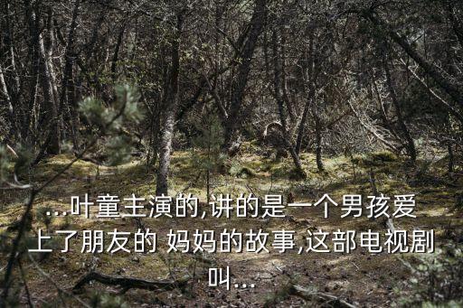 ...葉童主演的,講的是一個男孩愛上了朋友的 媽媽的故事,這部電視劇叫...